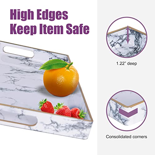 Gifturbo Blue Serving Tray with Handles, Rectangular Plastic Tray J15614