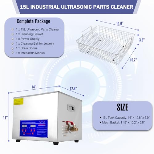 Heated Ultrasonic Parts Cleaner 3L with Digital Timer, 110V G276