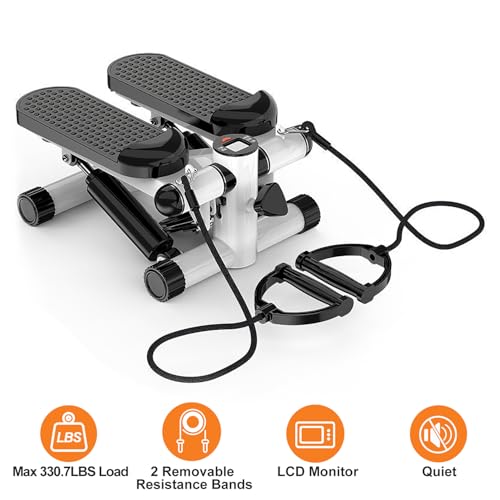 Mini Stepper with Resistance Bands, 300LBS Capacity & LCD Monitor J8144