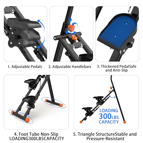 Folding Stair Stepper with Adjustable Handlebar for Home Full-Body Workout O7670
