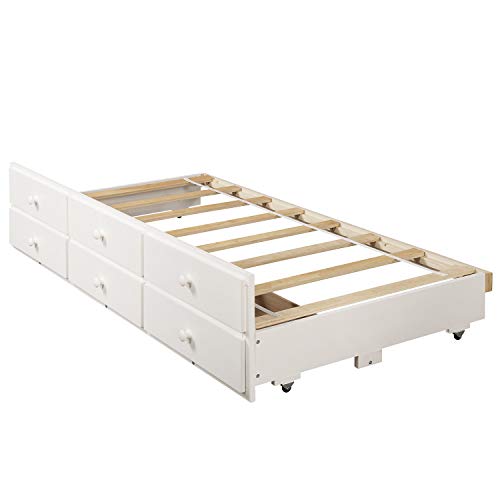 Harper & Bright Designs Twin Over Twin Bunk Bed with Storage Drawers, Solid Wood, Espresso P440327