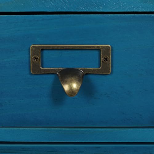 Vintage 16-Drawer Wooden Desktop Organizer with Iron Label Holders N538