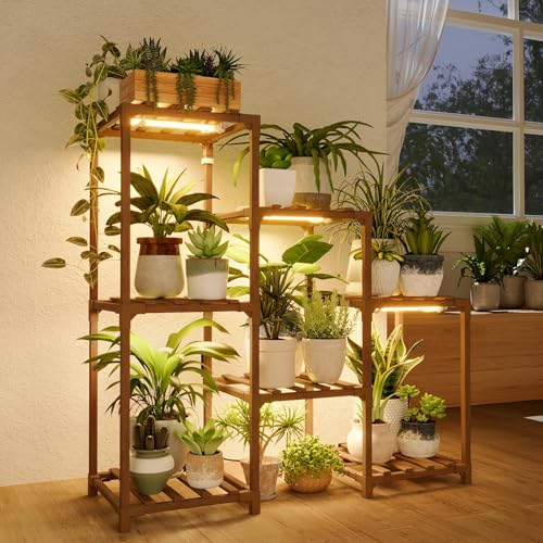 Bamworld Plant Stand Indoor Outdoor Wood Plant Rack 3 Tier Ladder D51744