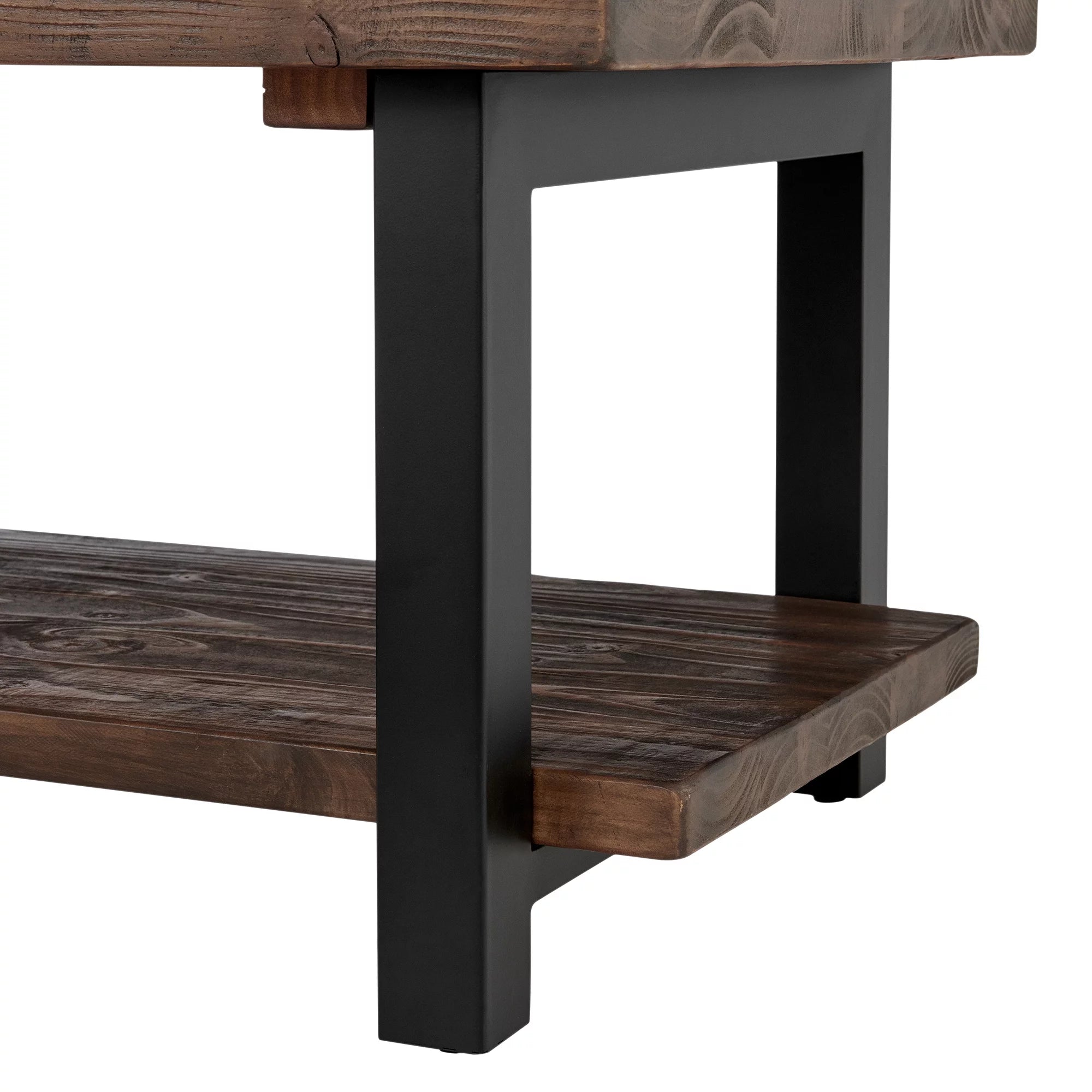 Pomona 42" Metal and Wood Coffee Table, Rustic Natural S535
