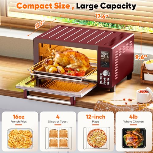 Nuwave Bravo Pro Smart 21QT Toaster Oven Air Fryer Combo, Convection Countertop, Mint Green B532672