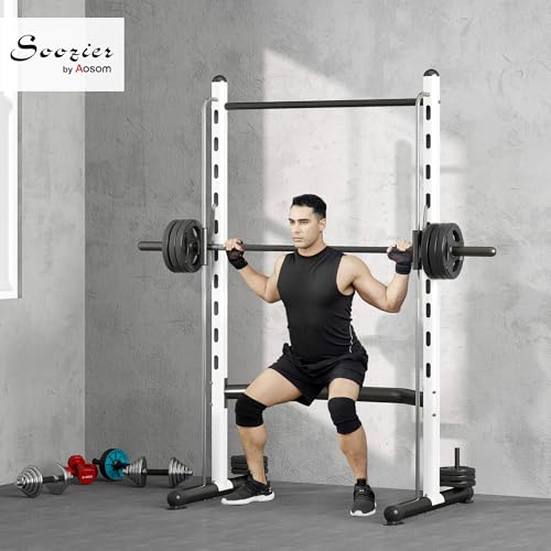 Soozier Squat Rack with Pull-Up Bar, Adjustable Power Rack for Home Gym I377