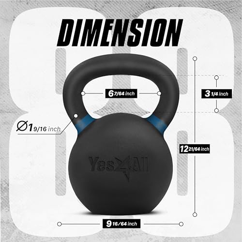 Yes4All Powder Coated Cast Iron Kettlebell Weight Set for Home Gym N15817