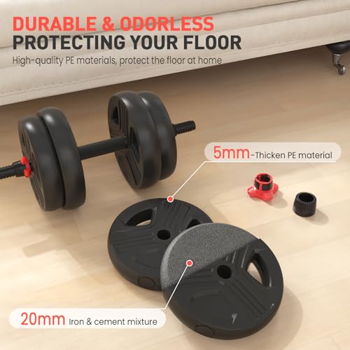 Adjustable Dumbbells 55lbs Free Weight Set with Connector, 2-in-1 Dumbbell and Barbell for Home Gym F376