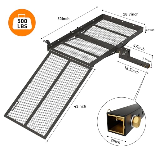 WILDROAD Hitch Cargo Carrier with Ramp 500 LBS Folding for 2" Receiver N3793