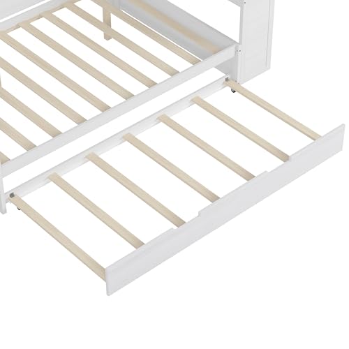 Bellemave Twin Corner Bed Frame with Storage Shelves and Desk, Gray L74206