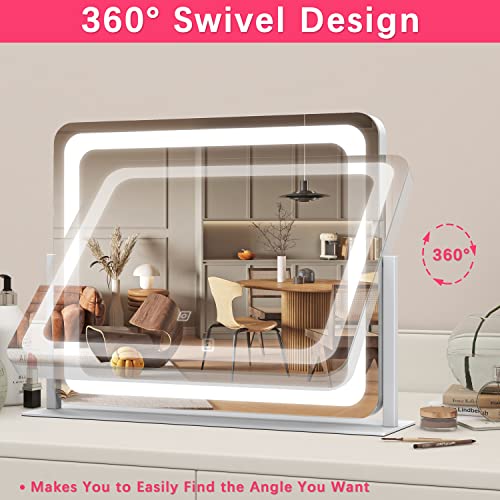 Vanity Mirror with Lights, 12.6"×15" LED Makeup Mirror, Touch Control Dimmable D52089