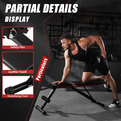 Adjustable Weight Bench for Home Gym, 800 LB Incline Decline Strength Training M735