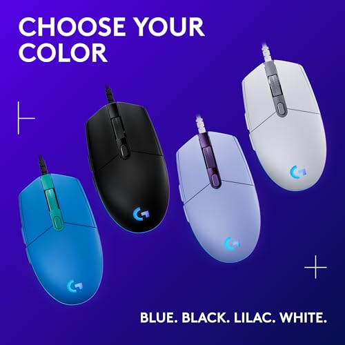 Logitech G203 Wired Gaming Mouse, 8,000 DPI, RGB, 6 Programmable Buttons, PC/Mac - Black U28629