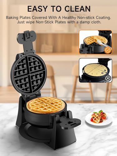 Waffle Maker, 1400W Double Belgian Waffle Iron, Nonstick, Black Q215571