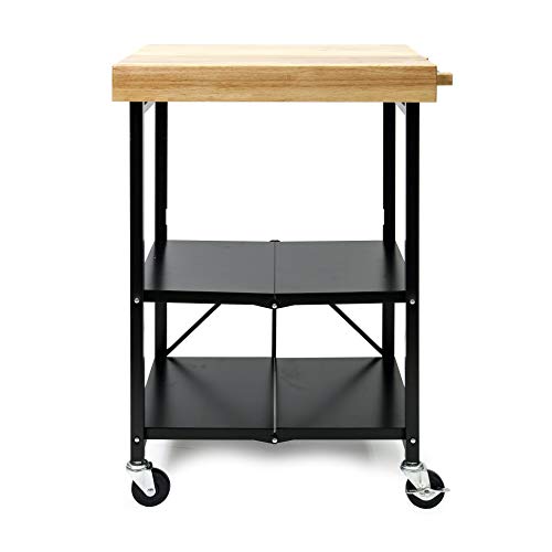 Origami Folding Kitchen Cart on Wheels, 3-Tier Rolling Cart Z2164