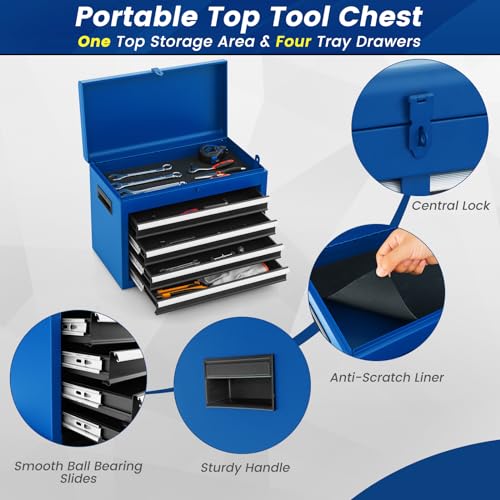 Goplus 5-Drawer Rolling Tool Chest with Lockable Wheels, Gray Z601390