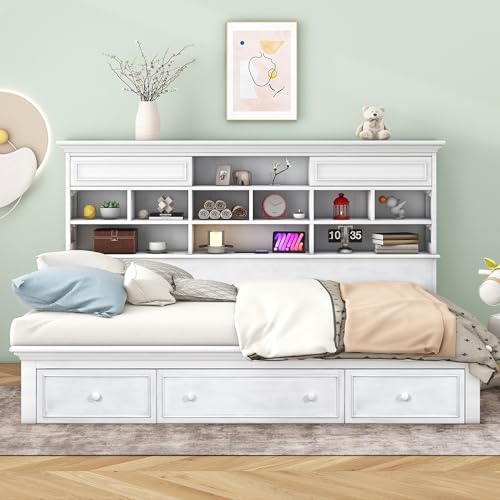 LZ LEISURE ZONE Twin Size Upholstered Daybed with Trundle, Black X734336