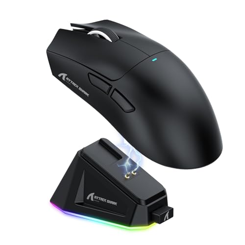 Attack Shark X11 59g Superlight Wireless Gaming Mouse with RGB Charging Dock, Black W869