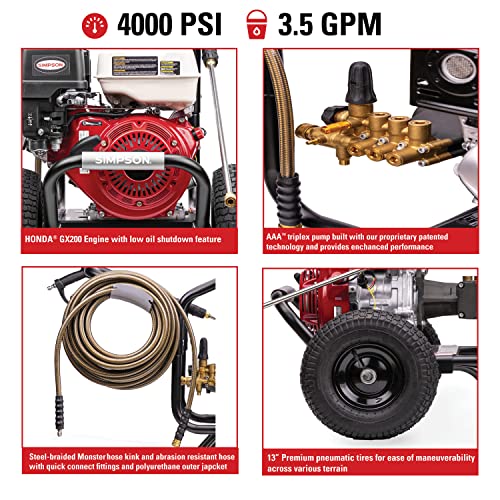 Simpson 61014 3500 PSI Gas Pressure Washer with Honda GX200 R714668