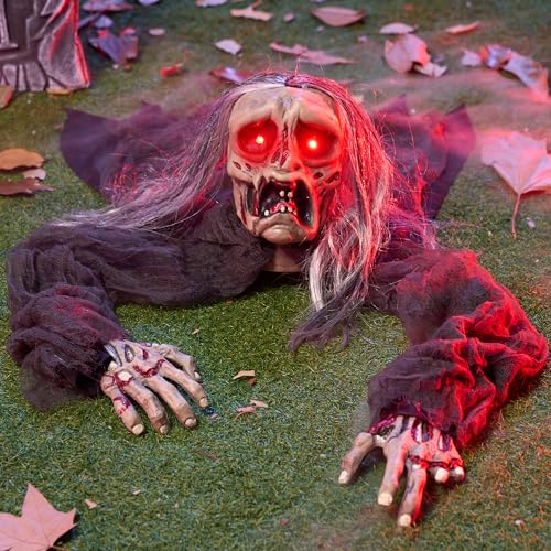 JOYIN Halloween Zombie Decoration Outdoor with Glowing Eyes and Sound T9391