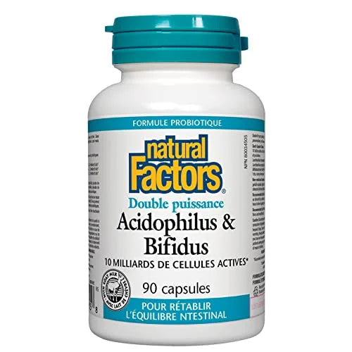 Natural Factors Acidophilus & Bifidus Double Strength Probiotic, 90 Capsules N58757