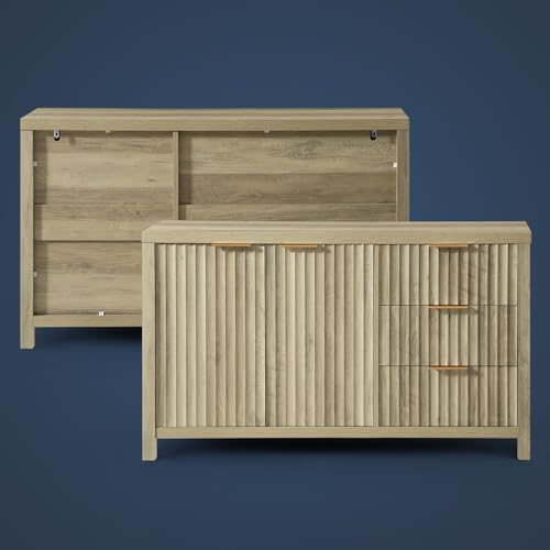 Fluted Sideboard Buffet Cabinet with Storage, 56" Modern Credenza, Natural Y669537