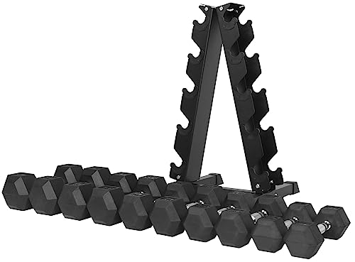 Rubber Coated Hex Dumbbell Weight Set R443