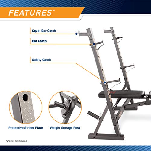 Marcy Olympic Workout Bench with Preacher Curl Pad and Weight Rack, White/Black R86365