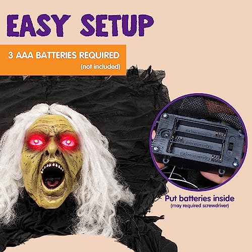 JOYIN Zombie Halloween Decoration Outdoor with Sound Effect & Lighted Eyes H206891
