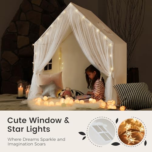 Tiny Land Kids Play Tent with Padded Mat & LED Lights, Indoor Playhouse for Toddlers G6025