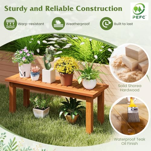 Tangkula Wooden Plant Stand with Teak Oil Finish for Outdoor Indoor B657
