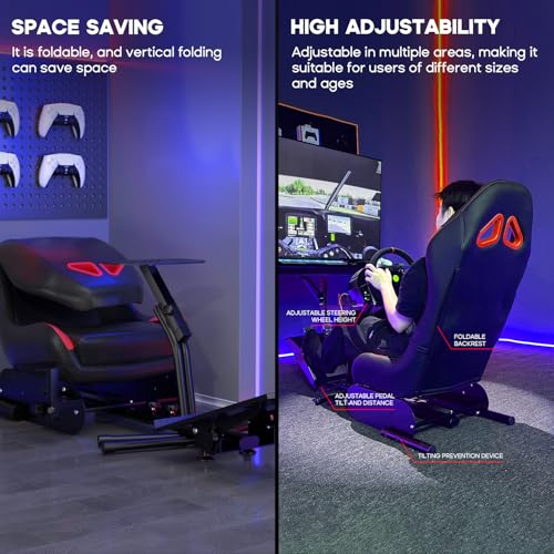 DIWANGUS Racing Simulator Cockpit with Seat for G29 G920 G923 PS4 PS5 PC O79101