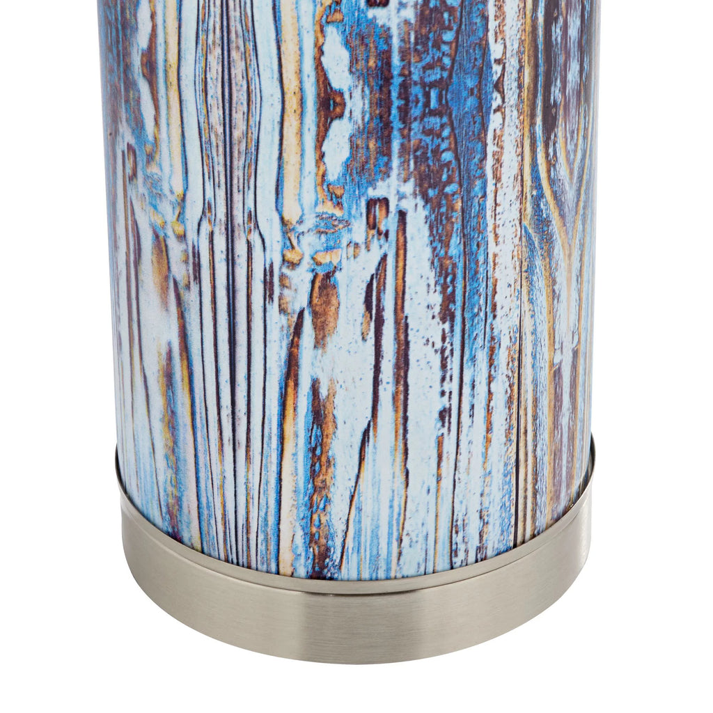 360 Lighting Mendes Modern Coastal Table Lamp 26.5" Brushed Nickel Blue Glass B8779