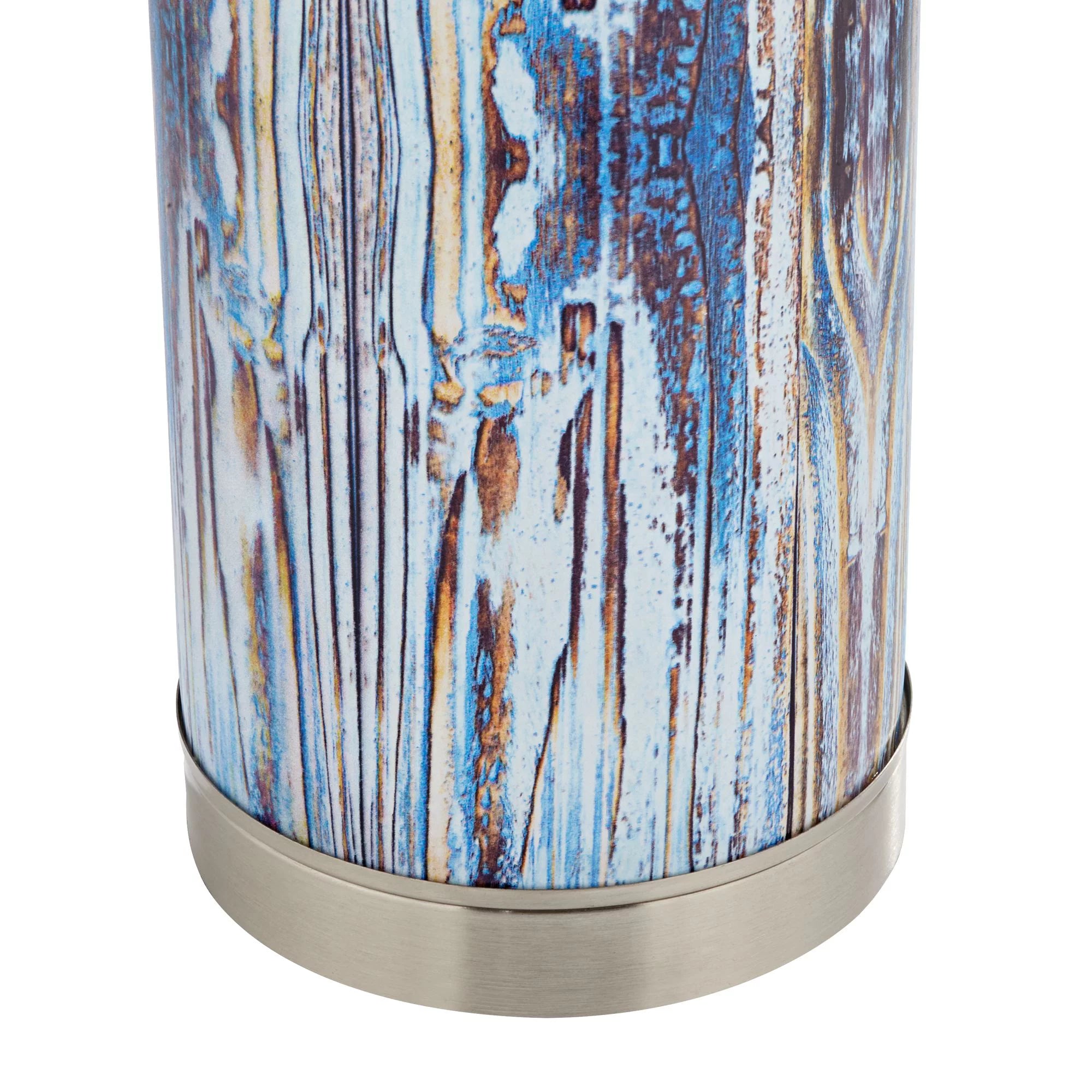 360 Lighting Mendes Modern Coastal Table Lamp 26.5" Brushed Nickel Blue Glass B8779