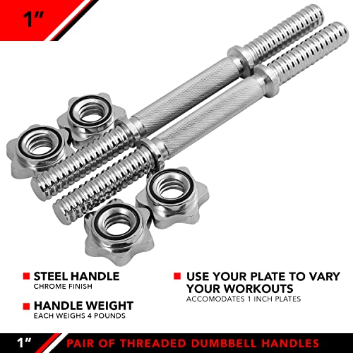 JFIT Threaded Dumbbell Handles, Set of 2, with Star Collars Y553