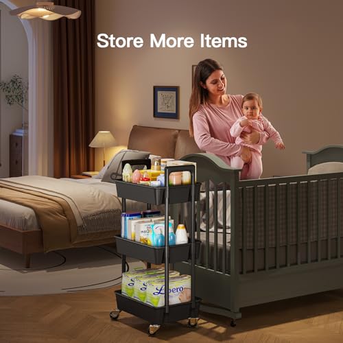 Pipishell 3 Tier Rolling Cart Organizer with Lockable Wheels, White K43271