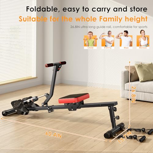 SogesGame Rowing Machine with 12 Levels Resistance, Digital Monitor, Home Gym Equipment C740