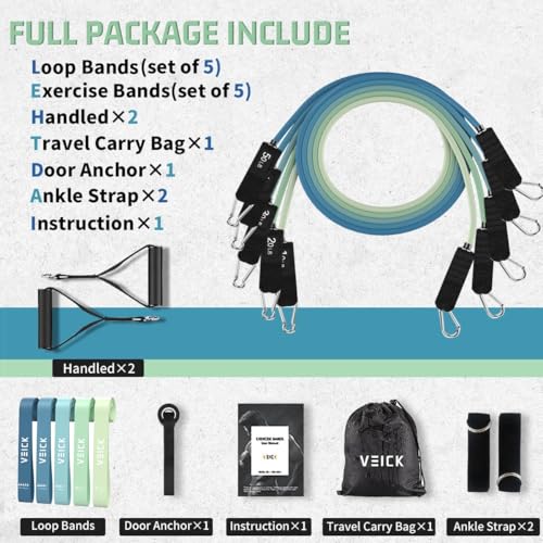 VEICK Resistance Bands with Handles for Home Workout O75059