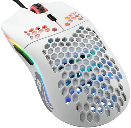 Glorious Model D Wired Gaming Mouse - 68g Honeycomb RGB Ergonomic, Matte White M160012