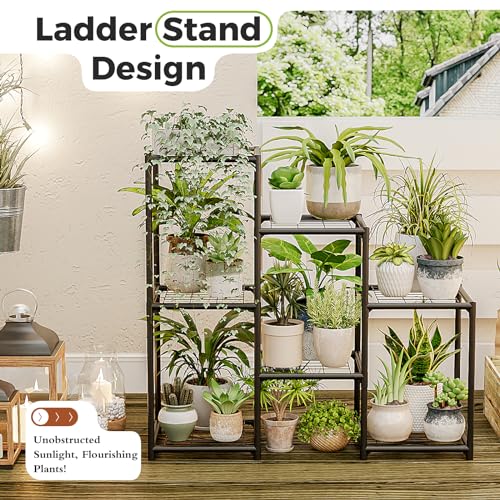 Bamworld Plant Stand Indoor Outdoor Wood Plant Rack 3 Tier Ladder D51744