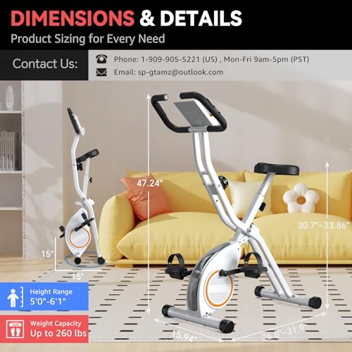 Foldable Exercise Bike with 16-Level Magnetic Resistance for Home T532