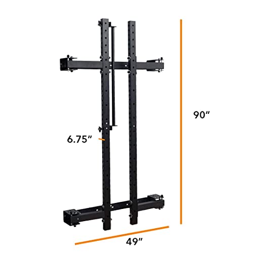PRx Performance Wall Mounted Folding Power Squat Rack with Pull Up Bar, Black S87608