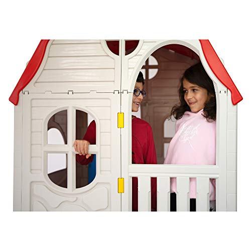 Ram Quality Products Classic Real Feel Cottage Foldable Plastic Toddler Playhouse, White U89245