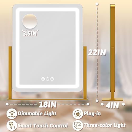 Vanity Mirror with Lights, 12.6"×15" LED Makeup Mirror, Touch Control Dimmable D52089
