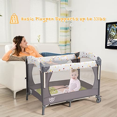 BABY JOY 4 in 1 Pack and Play, Bedside Sleeper Bassinet with Changing Table M5980