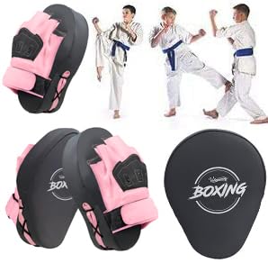 Valleycomfy Boxing Curved Focus Punching Mitts Leatherette Training Pads D262