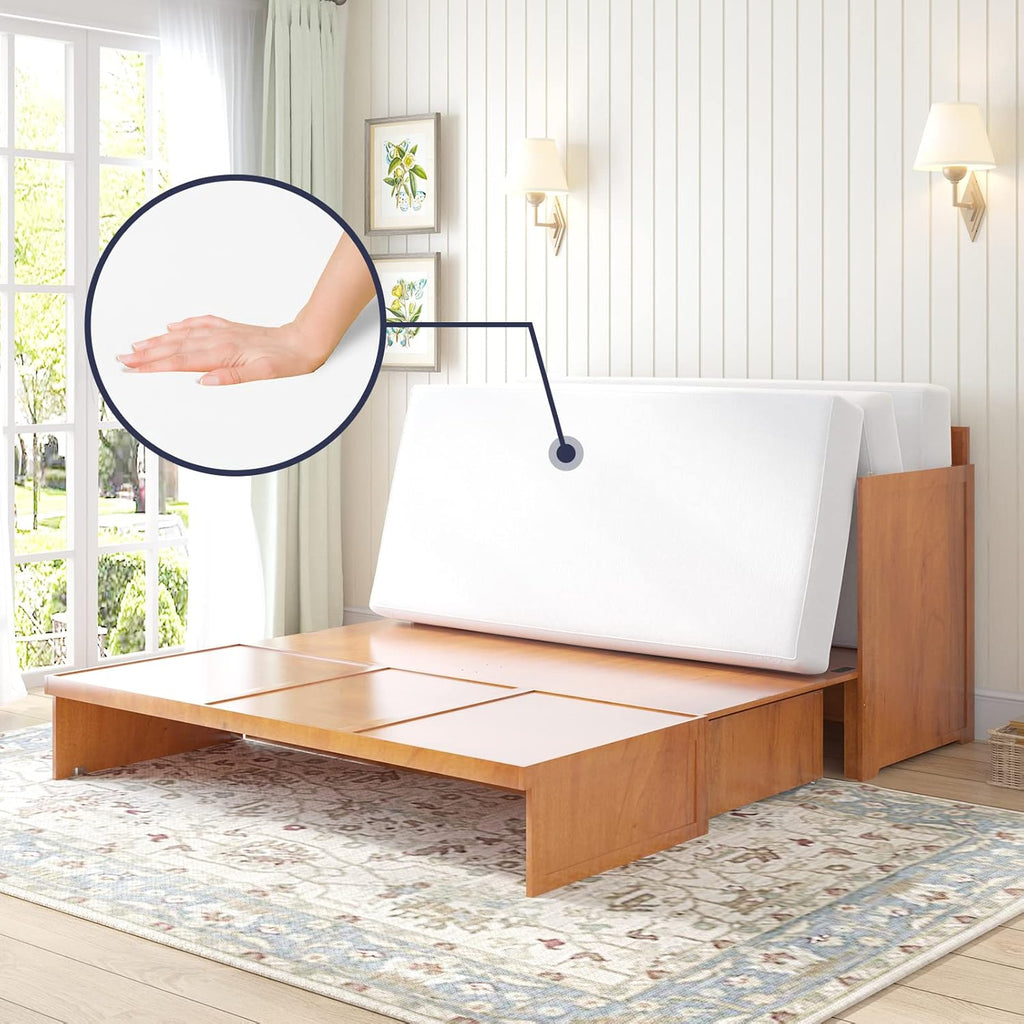 Murphy Cabinet Bed with Built-in USB Power Strip and 2 Drawers, Cherry H63614