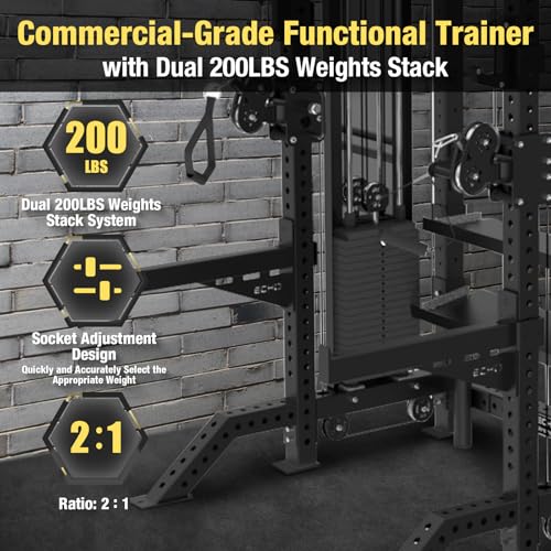 Commercial Functional Trainer Cable Machine with Dual Weight Stacks E209