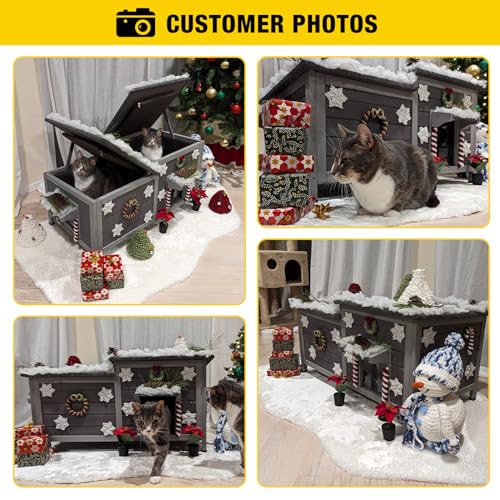 Aivituvin Cat House Indoor 2 Story Feral Cat Shelter for Winter Outdoor Large B645914