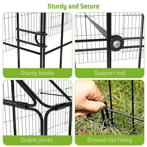 Large Metal Chicken Coop with Run Walk-in Poultry Cage Outdoor Backyard Farm I98427